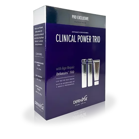 DefenAge Clinical Power Trio Pro (2-Minute Reveal Masque, 24/7 Barrier Balance Cream, 8-in-1 BioSerum