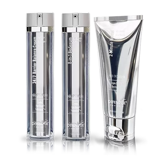 DefenAge Clinical Power Trio Pro (2-Minute Reveal Masque, 24/7 Barrier Balance Cream, 8-in-1 BioSerum